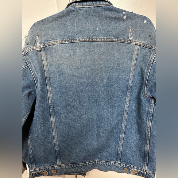 MSGM Oversized Denim Jeweled Jacket, Size 40 / Small - Picture 9 of 14